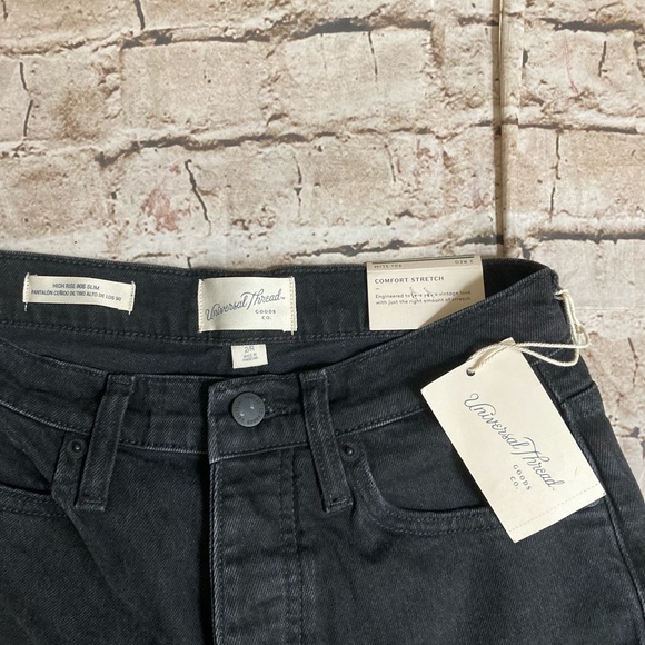 NWT universal tread 90s slim fitted hip and tie, black high-rise jeans size 2/R - Picture 6 of 11